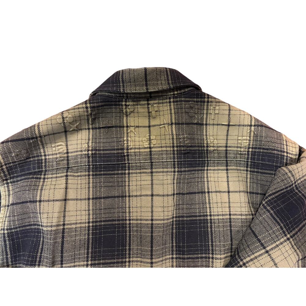 PURPLE BRAND Men's Plaid Flannel Shirt Size SMALL Green Black Heavyweight - Picture 4 of 11